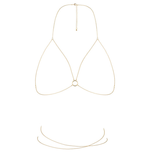 Gilded elegance: Bijoux Indiscrets Magnifique Bra Chain. Delicate gold chains to accentuate every curve. Simply divine.

