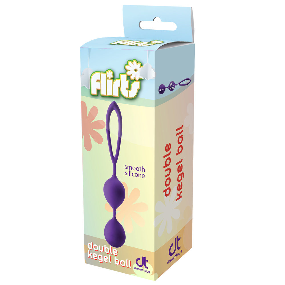 Flirts Kegel Balls packaging. Confidence boosting, purple silicone.