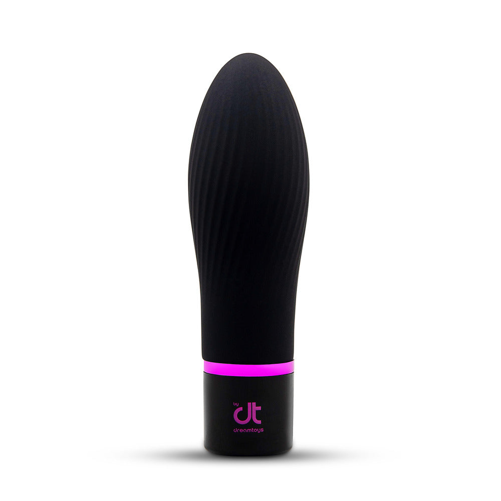 Dream Toys' chic black vibe, ribbed for extra pleasure, with a cheeky pink accent. Pleasure awaits.
