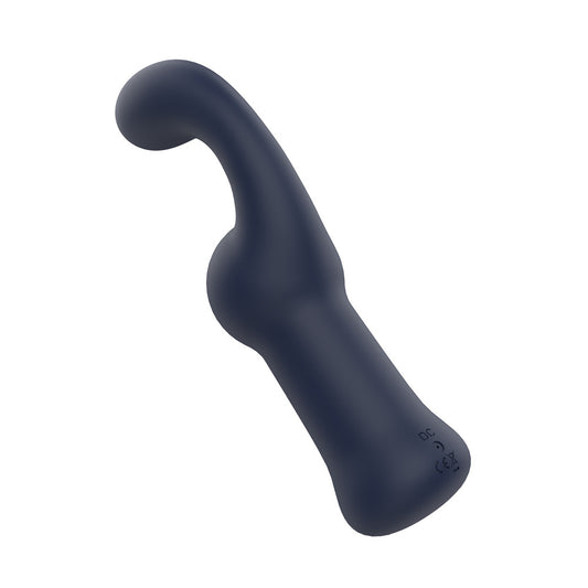 Navy blue P-spot vibe with a curved neck.