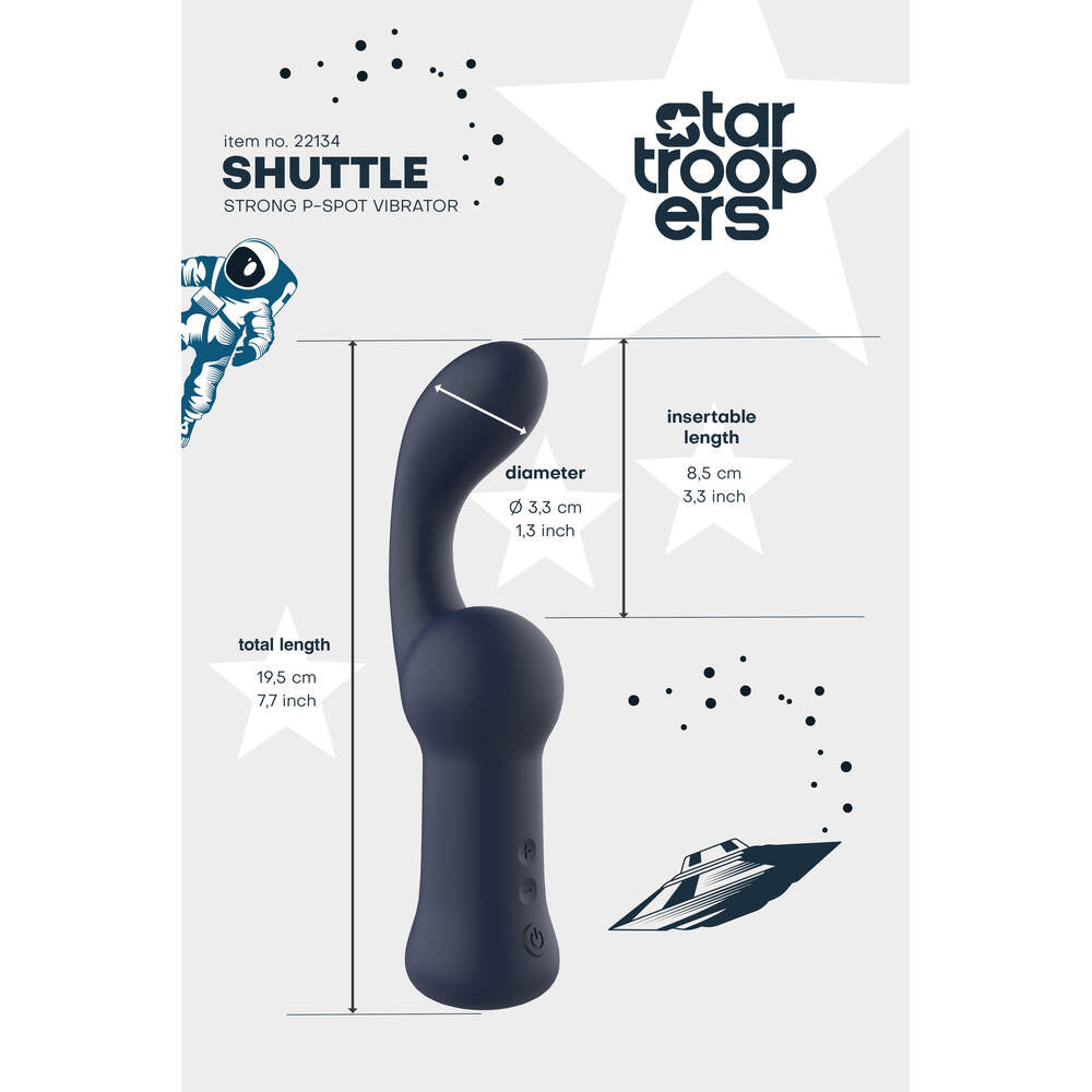 Star Troopers Shuttle vibrator specs, insertable length and diameter.