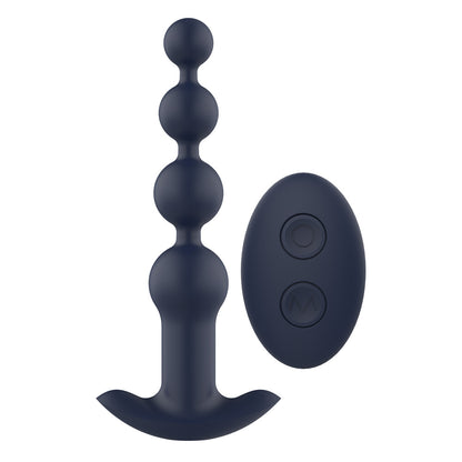 Dark blue anal beads with remote.