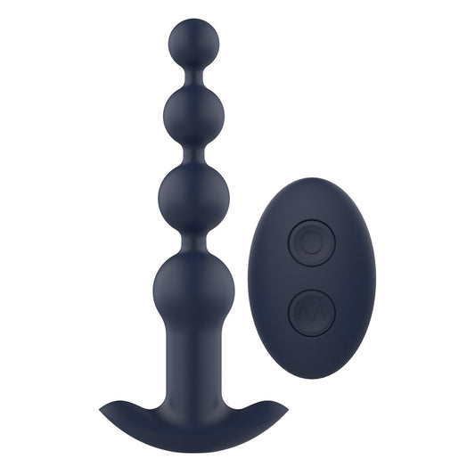 Dark blue anal beads with remote.