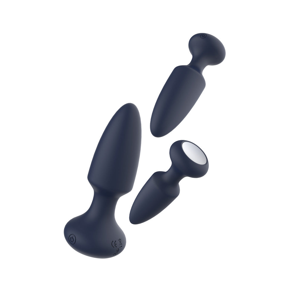 Dream Toys Star Troopers Mars Advanced Vibe Kit: Three navy blue butt plugs for adventurous pleasure.
