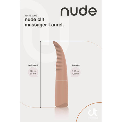 Nude Laurel Clit Massager from Dream Toys, showing measurements in centimetres and inches.