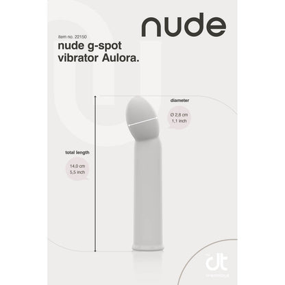 Nude Aulora Mini G-spot Vibrator from Dream Toys, diagram with dimensions.