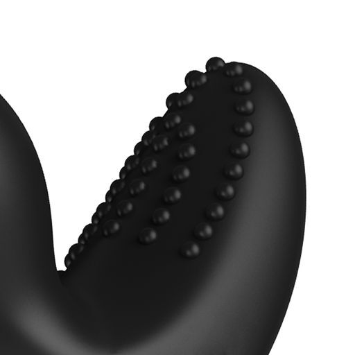 Textured detail on a black prostate massager