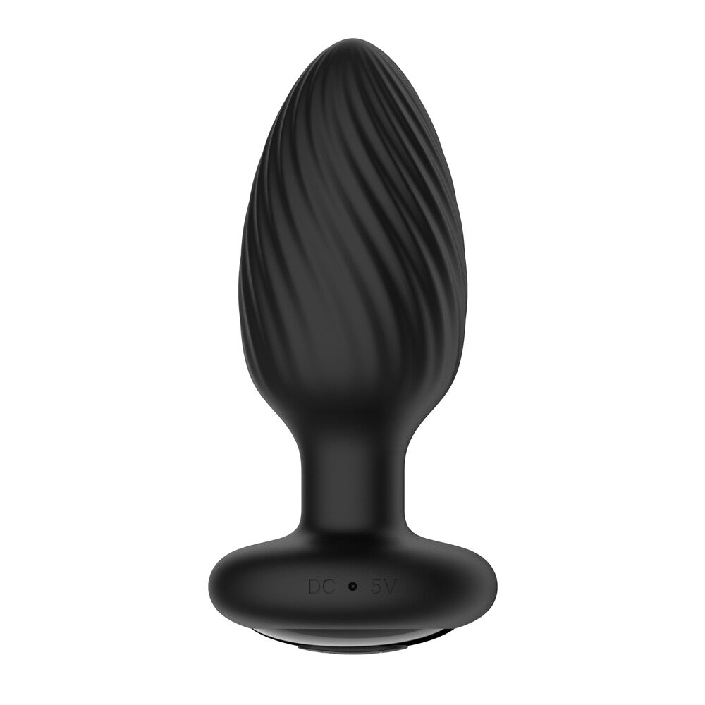 Black Tornado anal plug medium with rotating pleasure, perfect for solo play or with a partner.