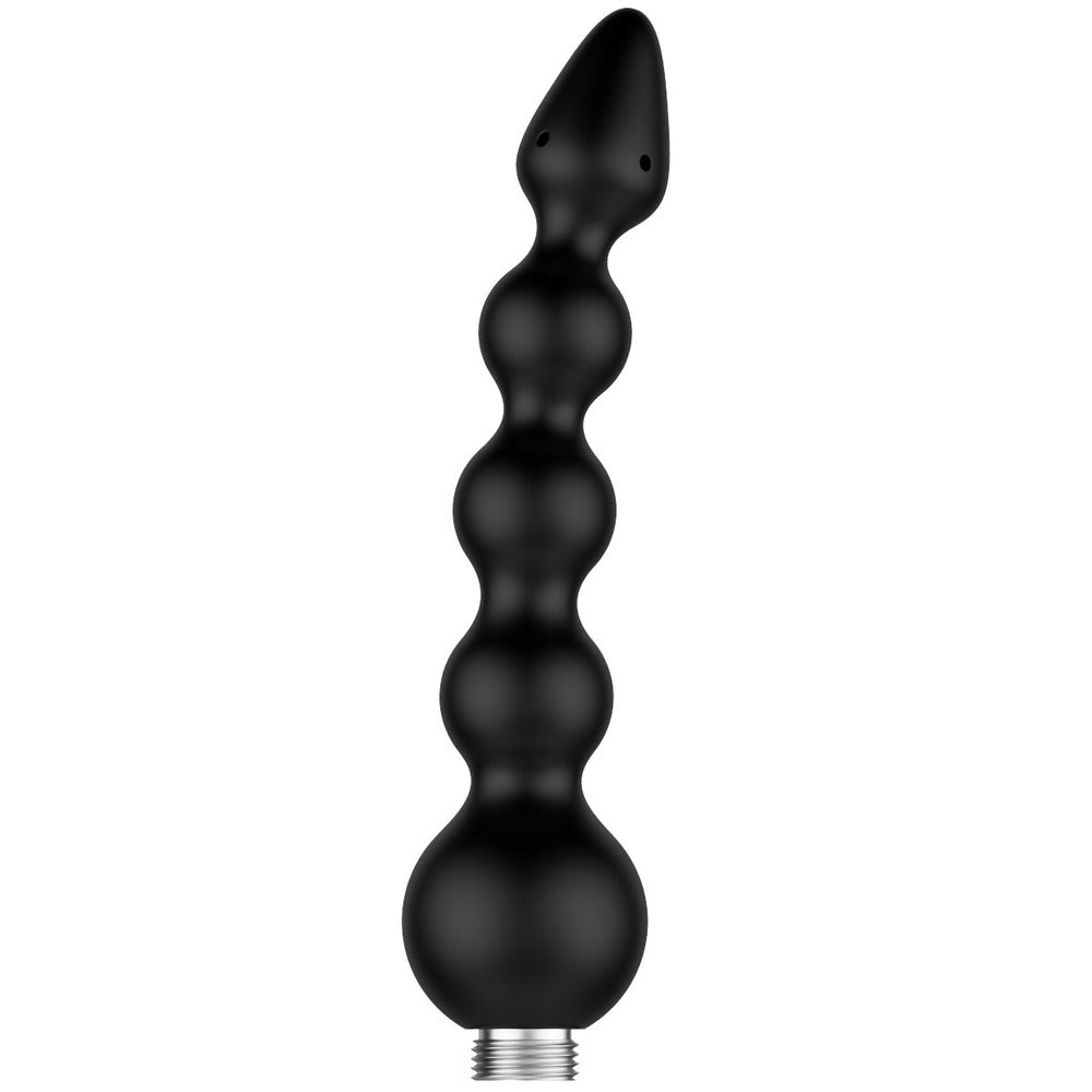 Black, beaded shower douche attachment.