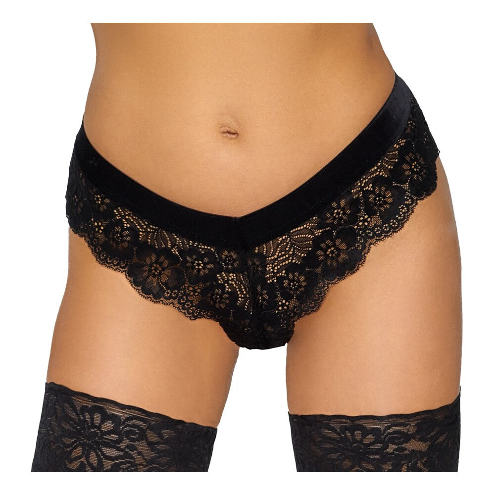 Black floral lace panties