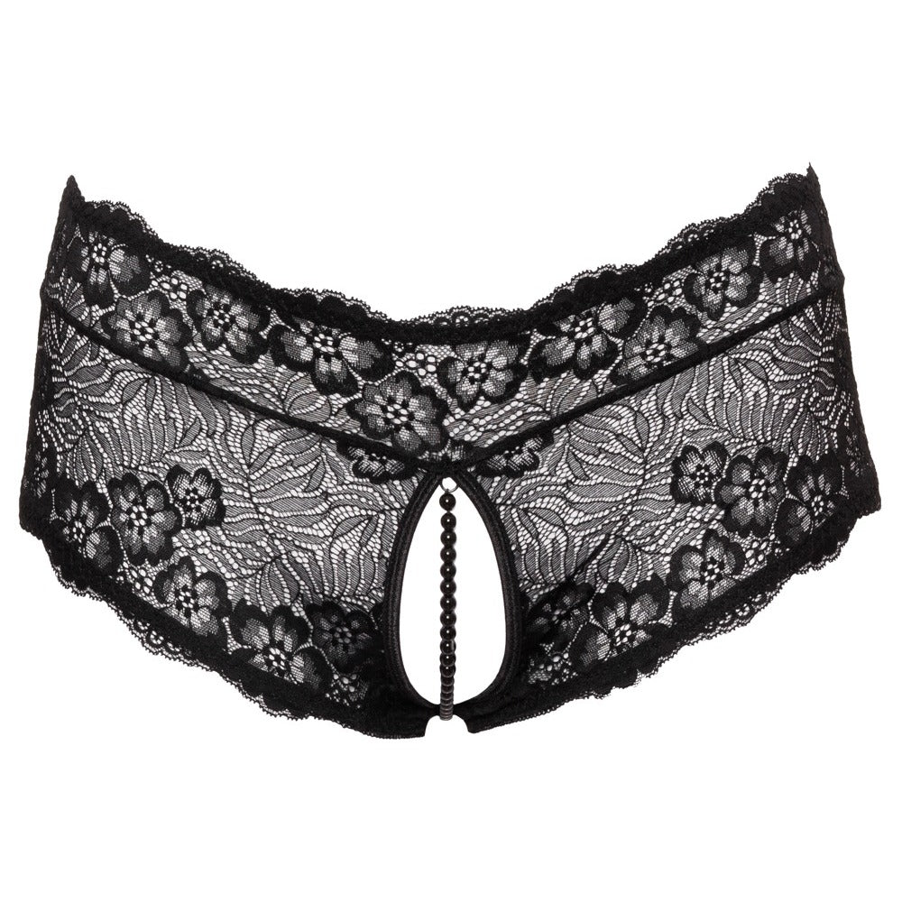 Black lace panties with pearl chain