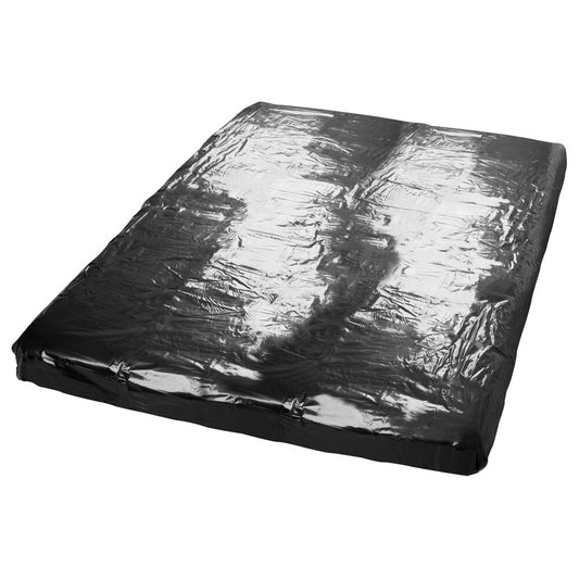 Black, glossy play sheet. Ready for naughty antics and easy clean-up, darling.
