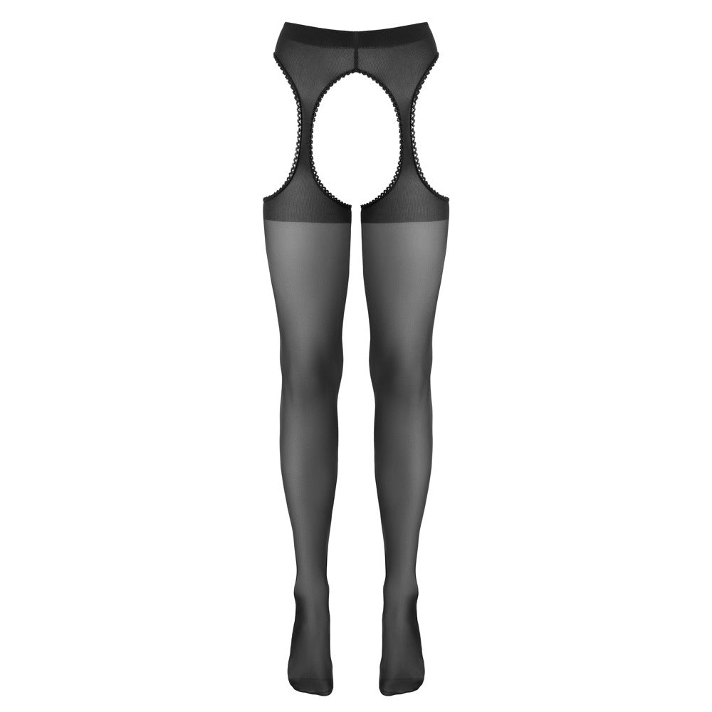 Black open-back stockings by Cottelli Collection.