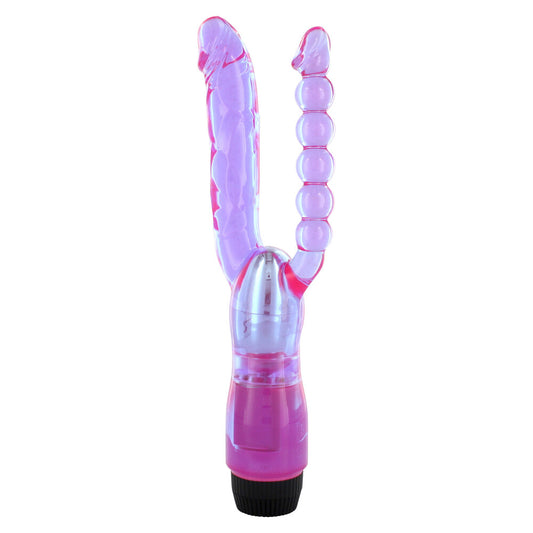 Double-ended vibrator for internal and external pleasure