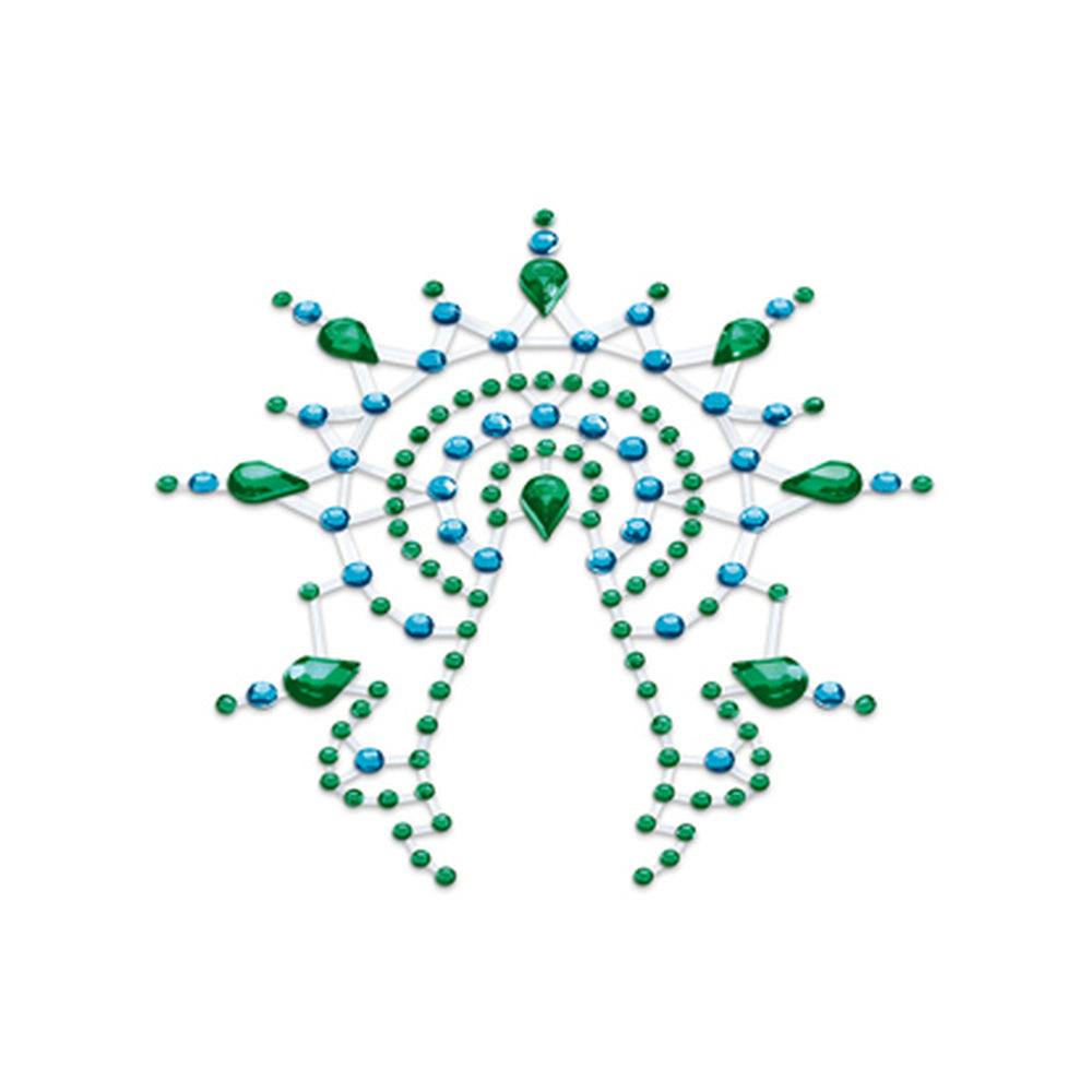 Green & blue bejewelled nipple pasties