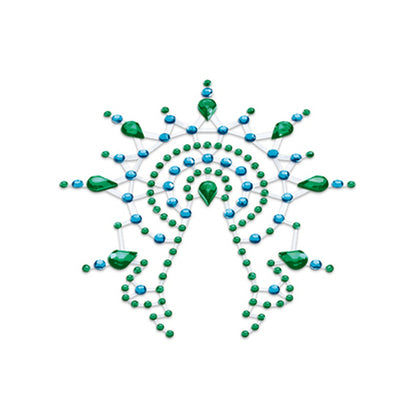 Green & blue bejewelled nipple pasties