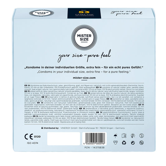 Mister Size 53mm condoms pack, promising comfort and a pure feel for your intimate adventures.