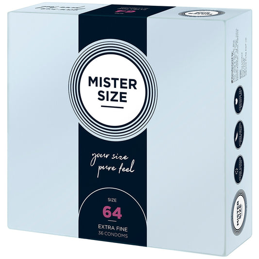 Mister Size 64mm condoms, 36 pack, extra fine, your perfect fit.