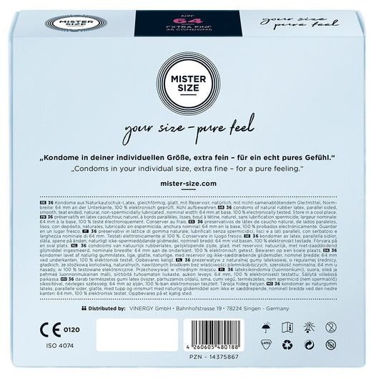 Mister Size 64mm Pure Feel Condoms 36 Pack