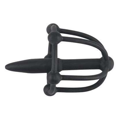 Black silicone urethral plug with glans cage