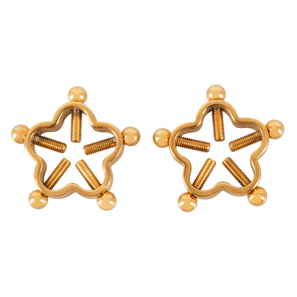 Golden flower nipple jewellery, a touch of playful blossom for your daring side.
