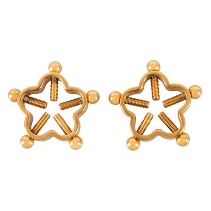 Golden flower nipple jewellery, a touch of playful blossom for your daring side.