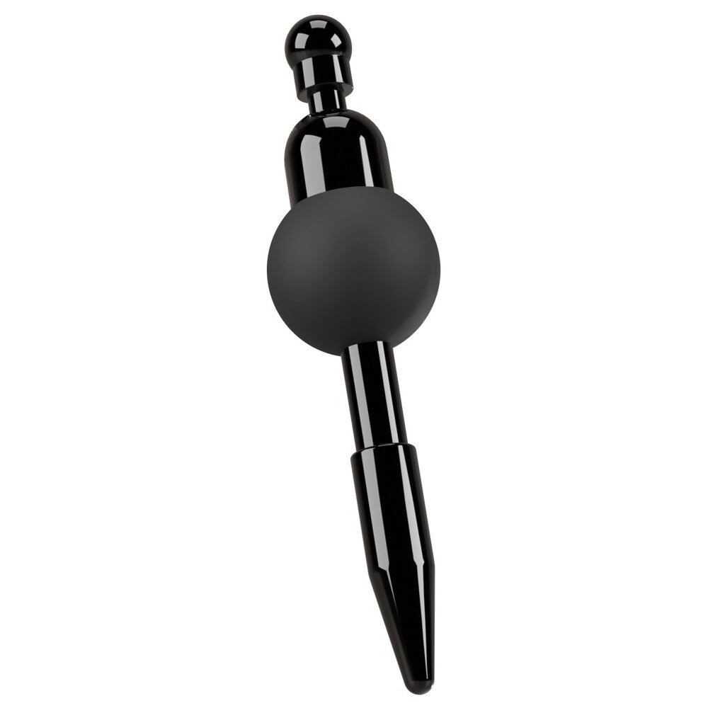 Black vibrating anal plug with ball and bulb detail.
