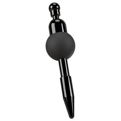 Black vibrating anal plug with ball and bulb detail.
