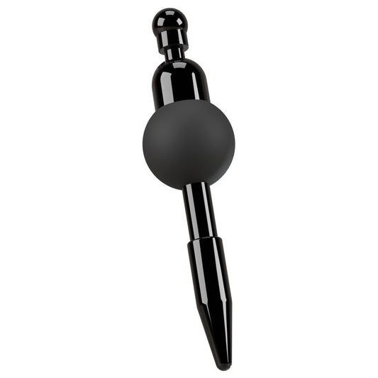 Black vibrating anal plug with ball and bulb detail.
