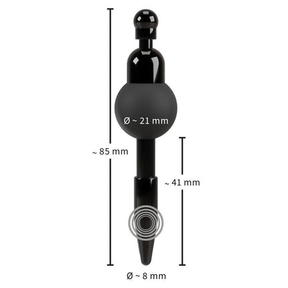 You2Toys vibrating penis plug diagram with measurements.