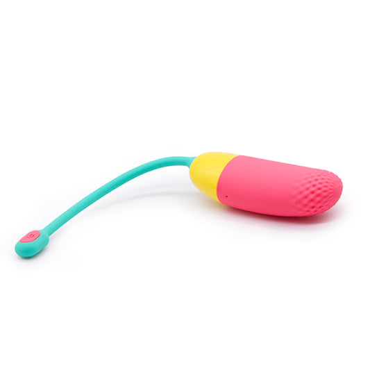 Vini Lite clitoral vibe by Magic Motion; pink, yellow and teal remote controlled pleasure.