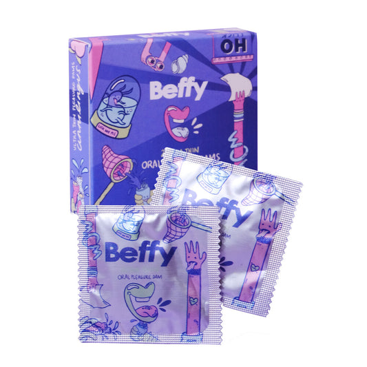 Beffy Ultra Thin Oral Pleasure Dams. Safe, playful intimacy awaits with these delightfully packaged oral pleasure dams.
