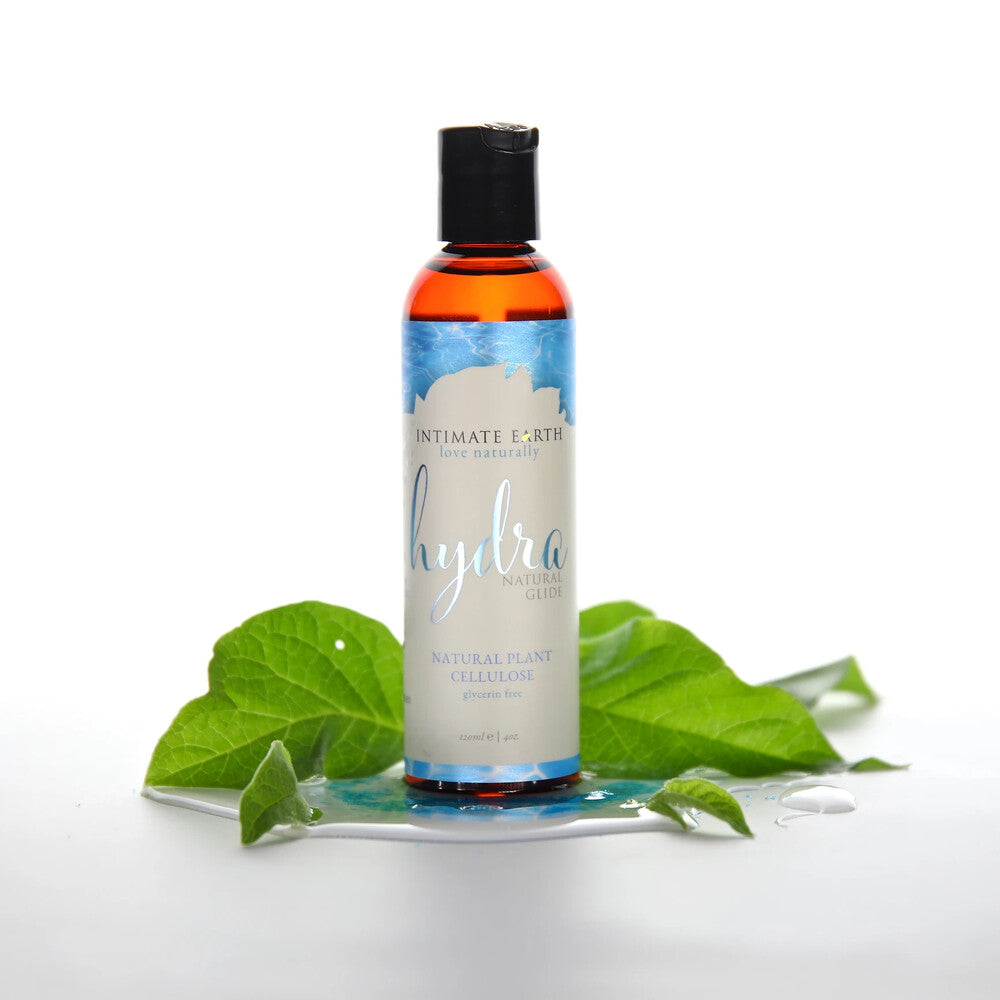 Intimate Earth Hydra natural lube with botanical accents.