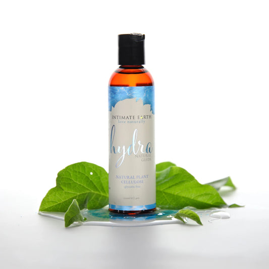 Intimate Earth Hydra natural lube with botanical accents.