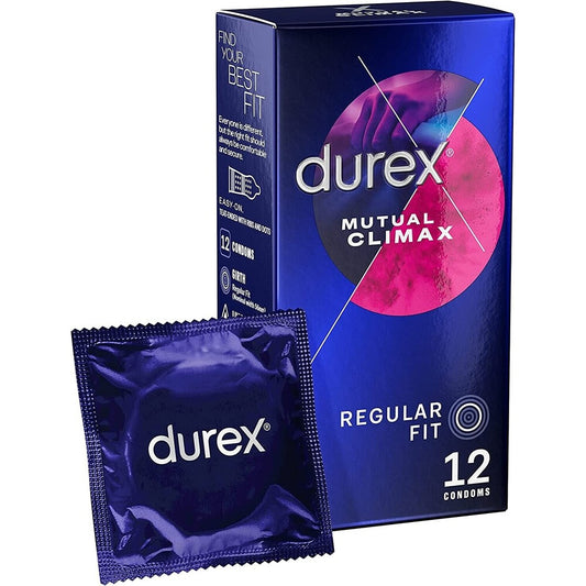Durex Mutual Climax Condoms: For shared pleasure, regular fit, and a good time, packaged as a 12 pack!