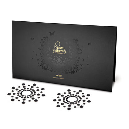 Dare to dazzle. Bijoux Indiscrets Mimi rhinestone pasties in black, for a touch of audacious glamour.