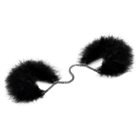 Black feather handcuffs.