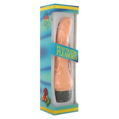 Penis-shaped vibrator in packaging.
