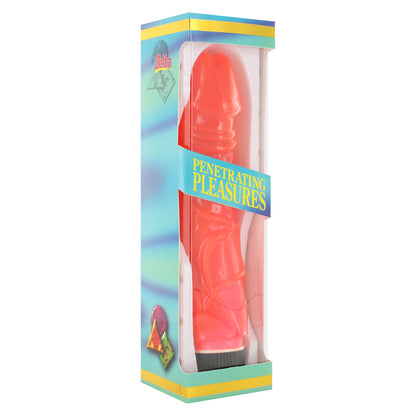 Pink vibrating pleasure toy in box.