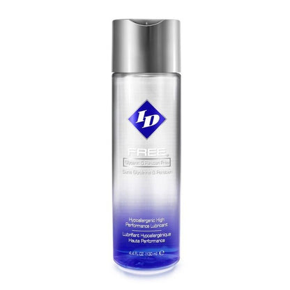 ID Free hypoallergenic water-based lubricant in a clear bottle with silver lid. Safe & sensual pleasure awaits!