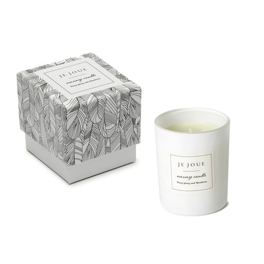 Je Joue Ylang-Ylang and Mandarin massage candle with decorative box. Scented with sensual fragrance.