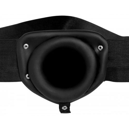 XR Brands inflatable black strap-on harness.
