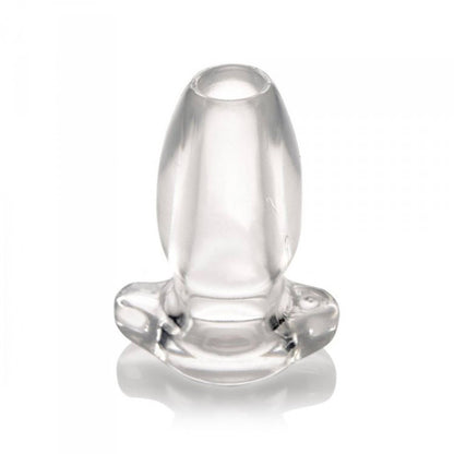 Clear, hollow anal plug for exploring new sensations.