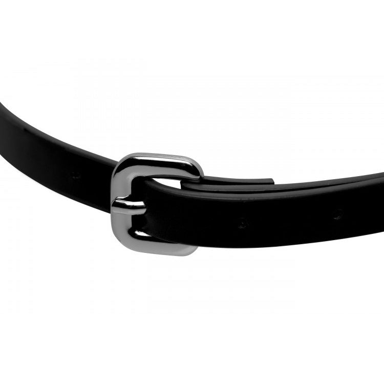 Black faux leather buckle strap