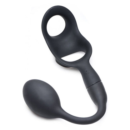 Black cock and ball ring with anal plug, a touch of daring pleasure for those intimate moments.