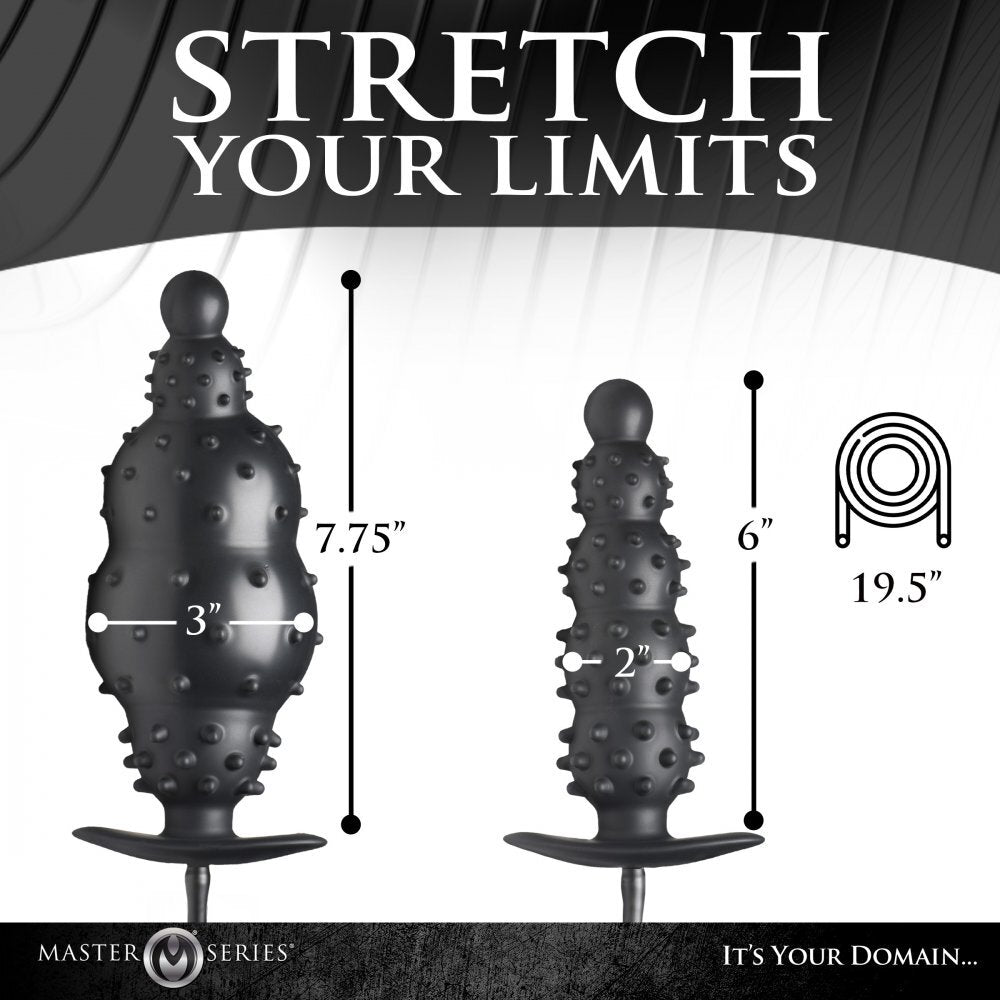 Teasing textures await with this Master Series anal plug. Enjoy nubbed sensations and expandable pleasure. It's your domain.
