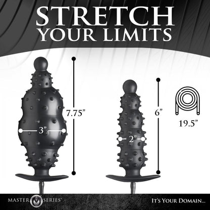 Teasing textures await with this Master Series anal plug. Enjoy nubbed sensations and expandable pleasure. It's your domain.
