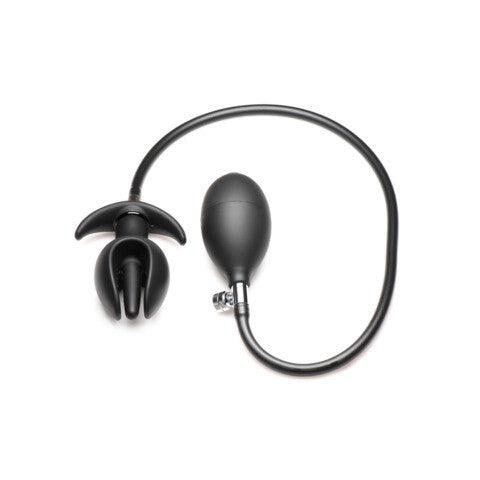 Black inflatable anal plug for pleasure.