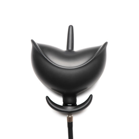 Black inflatable anal plug with anchor base.