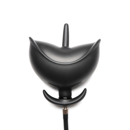 Black inflatable anal plug with anchor base.